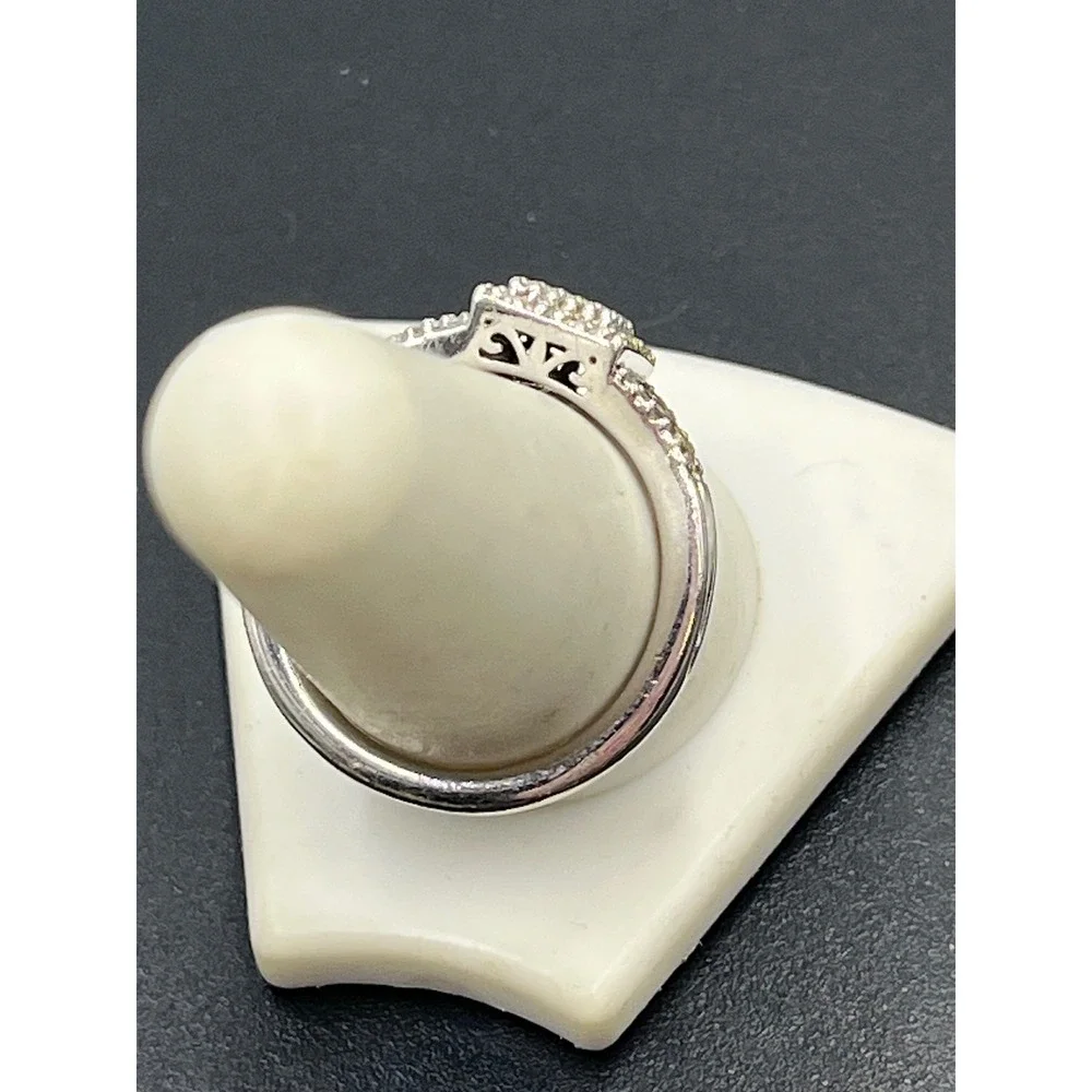 Sun Sterling Silver 14K Rose Gold Heart Natural Diamonds  Engagement Ring Sz 9.5